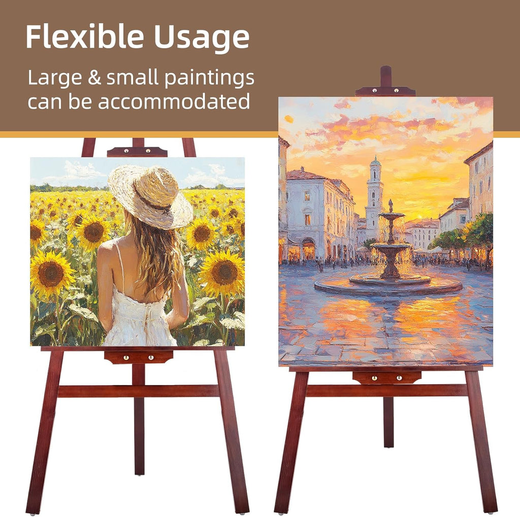 Falling in Art Easel Stand for Painting, Adjustable Wooden Easels for Painting Canvas Up to 42", Folding Art Easel for Drawing, Wedding Sign and Poster, Suitable for Kids and Adults(Brown)