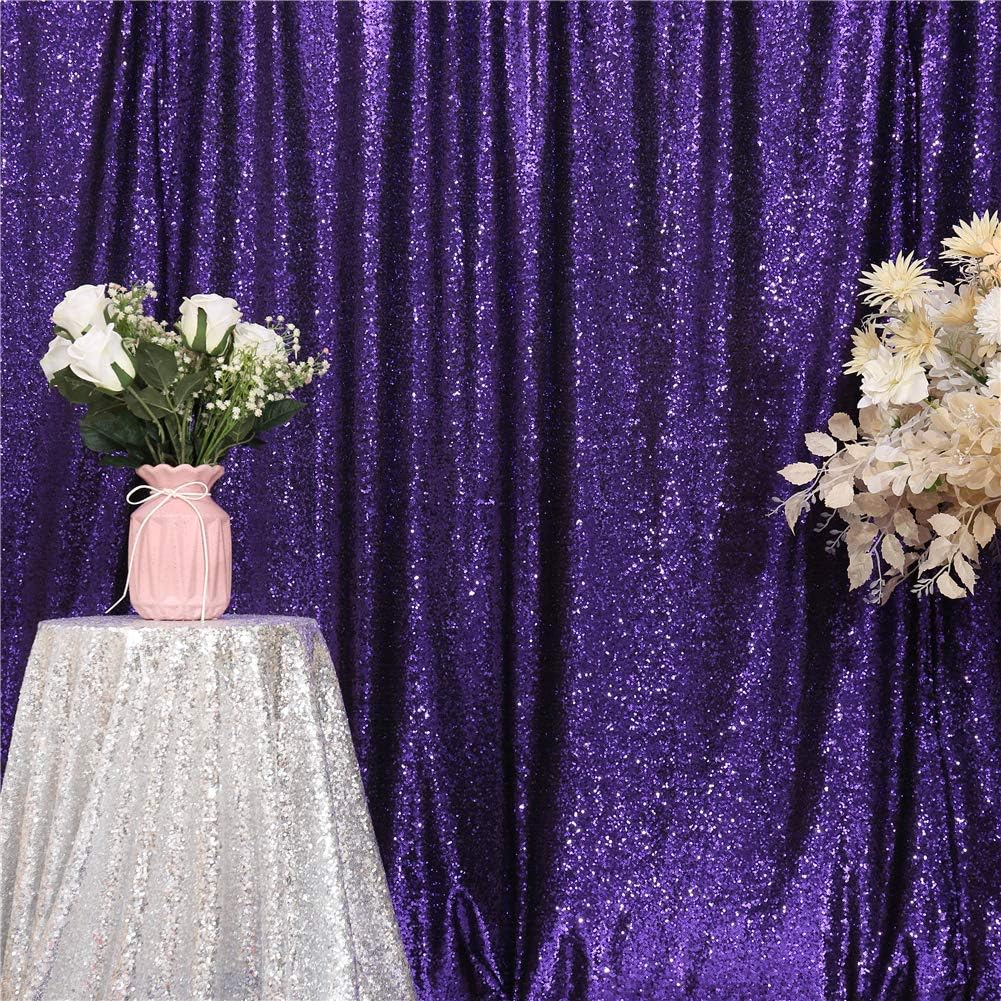 Eternal Beauty Purple Sequin Backdrop, 7x7 Ft Halloween Glitter Background Curtains for Shimmer Photography Party Wedding Birthday Back Drop Decor