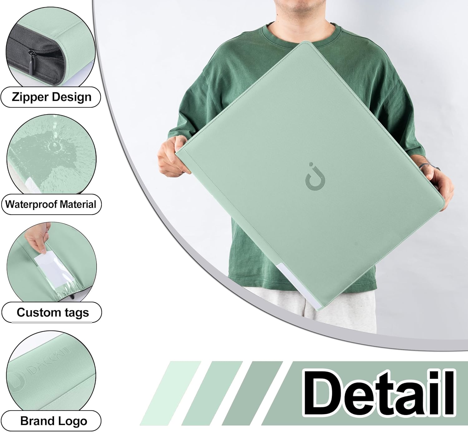 Premium Card Binder 16 Pocket - Fits 1600 Cards，4X4 Ringless Card Album with Sleeves for Trading Cards & Sports Cards（Model C，Asakusa Green）