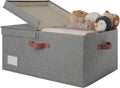 GRANNY SAYS Large Storage Bins With Lids, Decorative Boxes, Fabric Containers With Double-Open Lid and Divider, Collapsible Clothes Organizers, 63L Linen for Closet, Dark Gray
