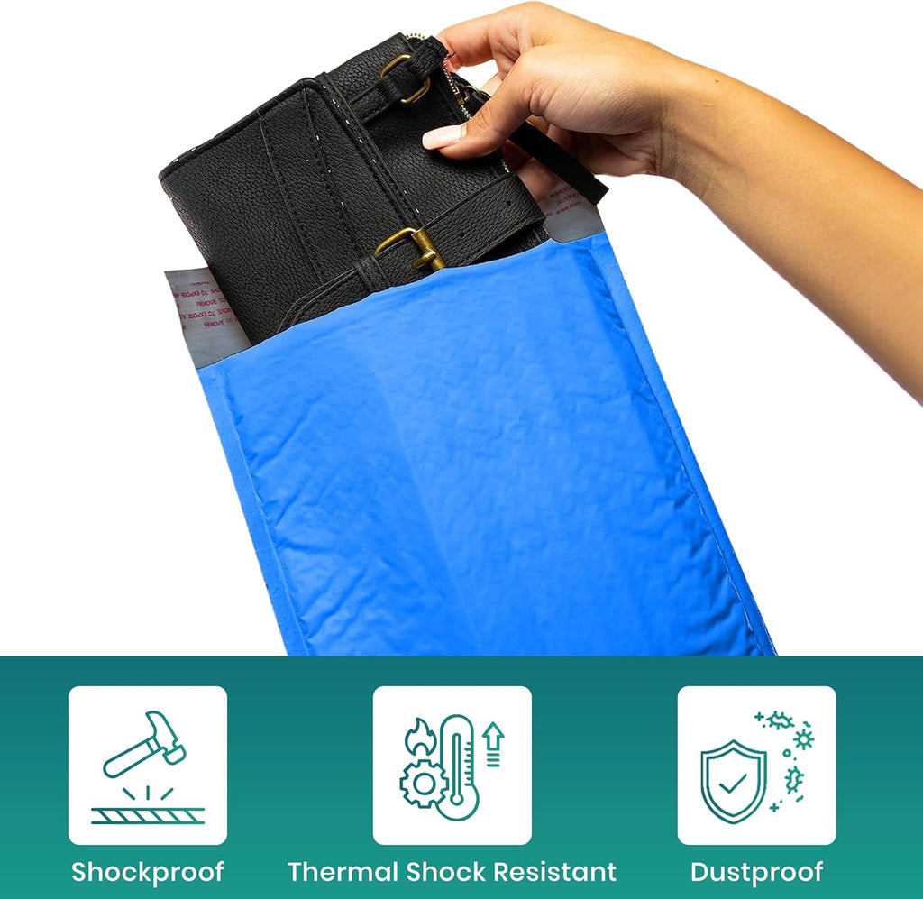 Levex - #0000 4" x 6" [5 Pack] Blue Poly Bubble Mailers, Padded Envelope Mailers, Packing Envelope & Mailing Bags for Shipping