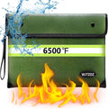 6500°F Fireproof Document Bag,Upgraded Fireproof/Waterproof Money Bag with Zipper/Reflective Strip,Storage Pouch for A4 Letter Size Document,Cash,Cell Phone,Passport