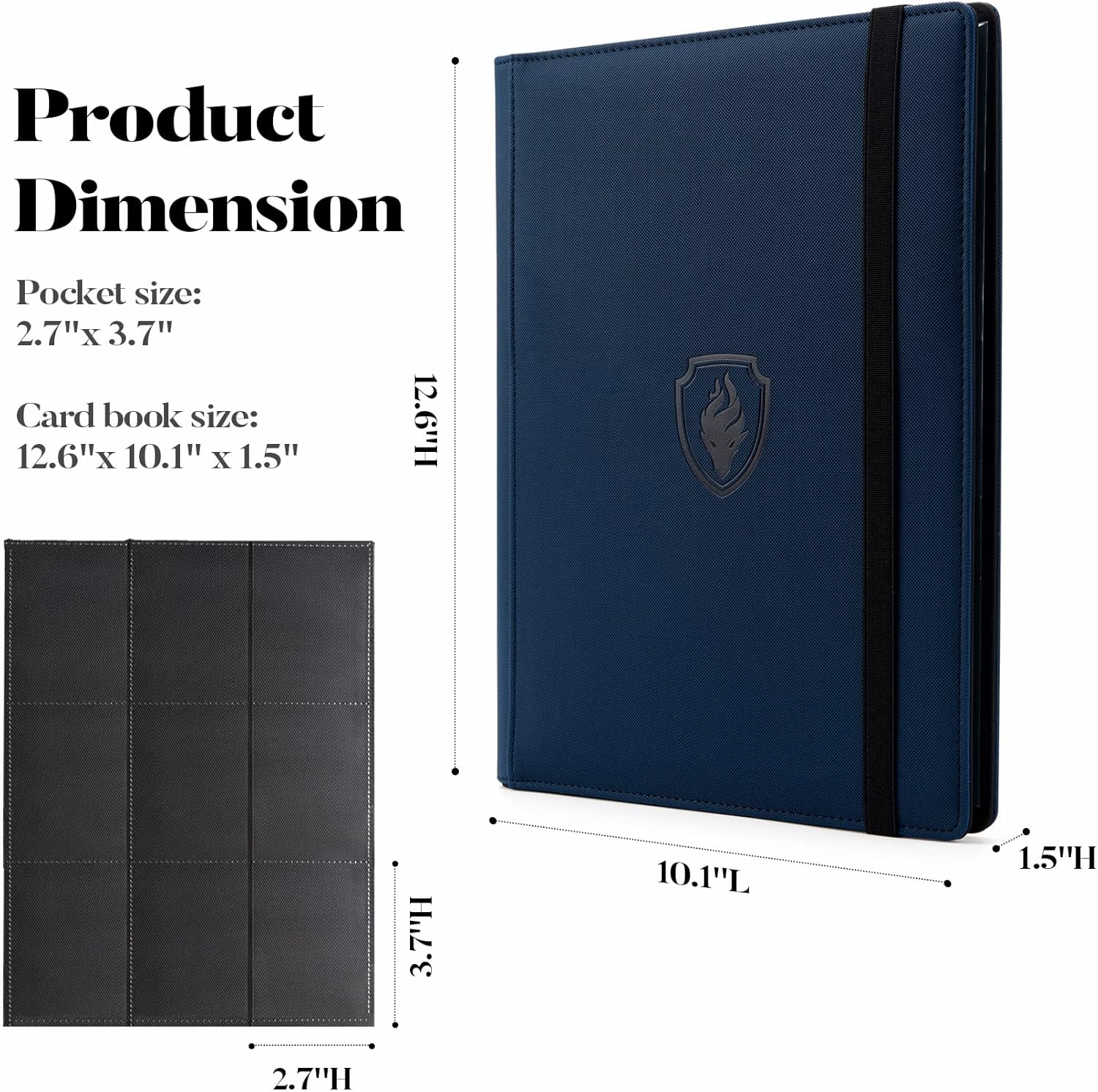 Trading Card Binder 9 Pocket, Fabmaker PU Cover Card Collection Binder for 360 Cards, Premium Card Album, Sturdy Card Holder Folders for YuGiOh, MTG, TCG, Game Cards & Sports Cards, Navy Blue