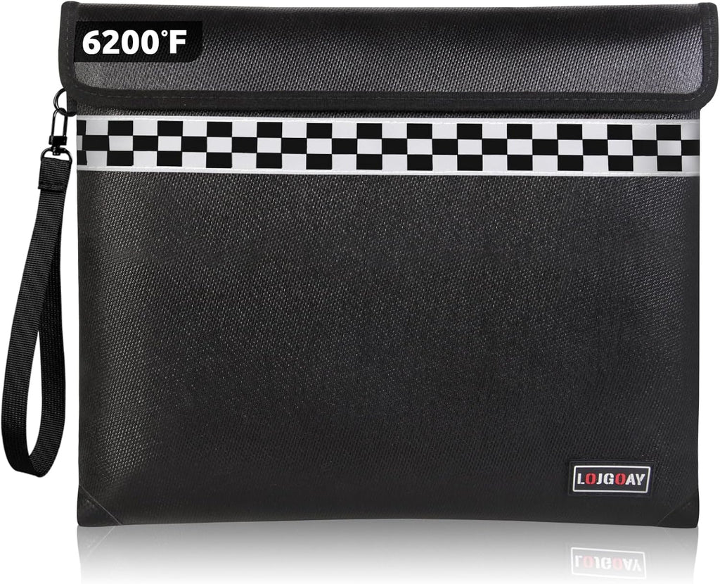 6200°F Fireproof Document Bag with Fireproof Zipper, Fireproof Bag with Reflective Strip, 9 Layers of Heat Insulated Materials, Fireproof Money Bag for Cash, 13"x11" Fireproof Pouch with Hand Strap