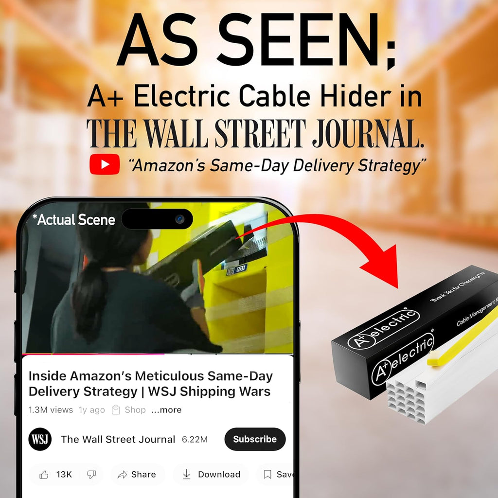 315" Cable Hider, Wire Cover, Cables Raceway for Cord Hide, Long, Large, White and paintable Cords Cover Concealer Conduit Channel, TV, Ethernet Molding Electrical Wires Management Kit