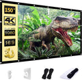 AAJK Outdoor Projector Screen 150 inch, Washable Projector Screen 16:9 Foldable Anti-Crease Portable Projector Movies Screen for Home Theater Outdoor Indoor Support Double Sided Projection
