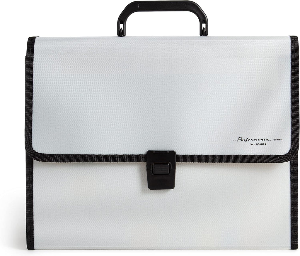 U Brands Gray Expandable 26-Pocket Performance Poly File Folder with Handle Office Supplies, 13” x 10.83” x 2.5”