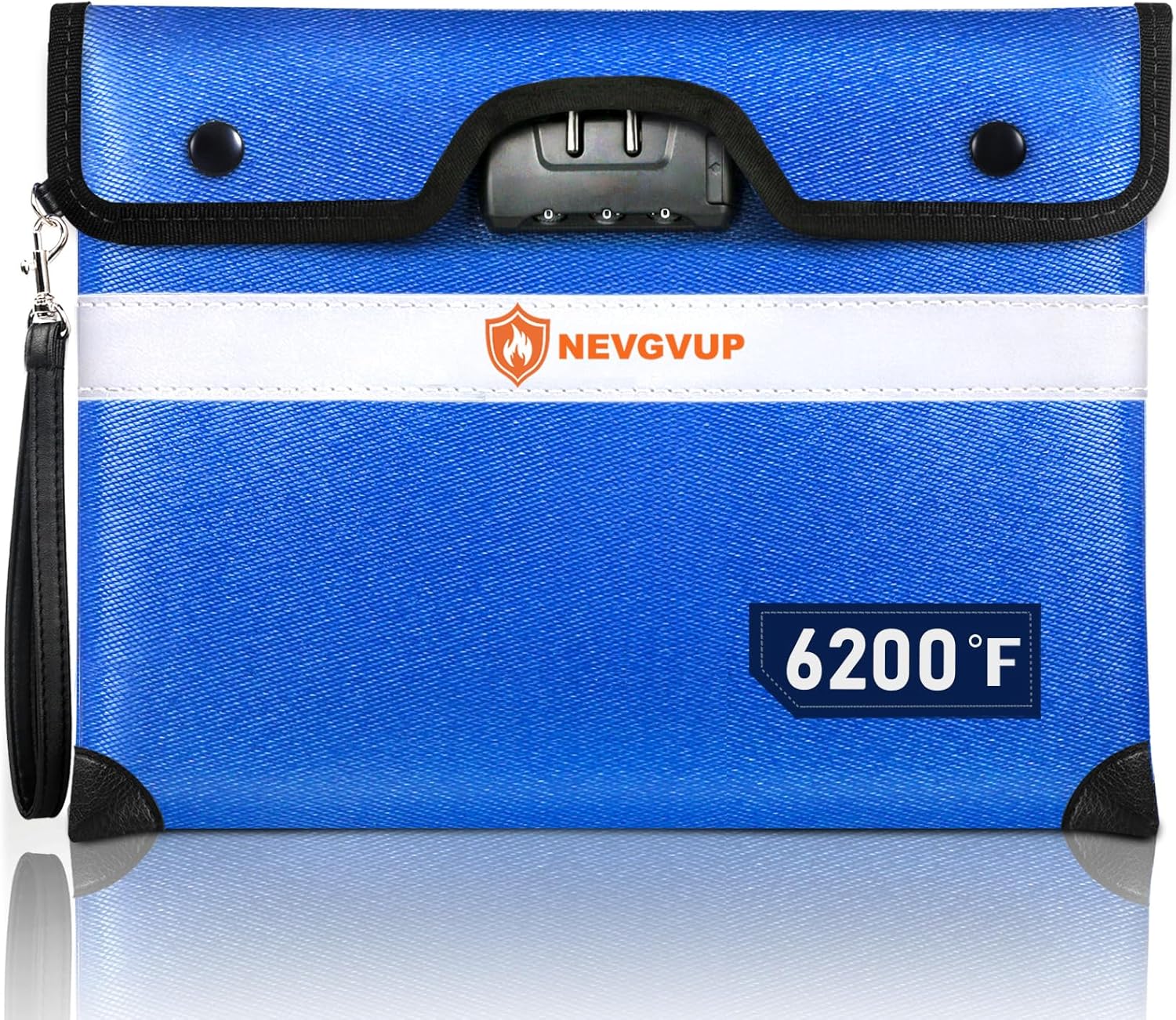 6200°F Upgraded Fireproof Document Bag with Lock, Fireproof Money Bag for Cash with Zipper/Reflective Strip, 9 Layer of Heat Insulated Material, Water Resistant Fire proof Bags for Documents,Safe Bags