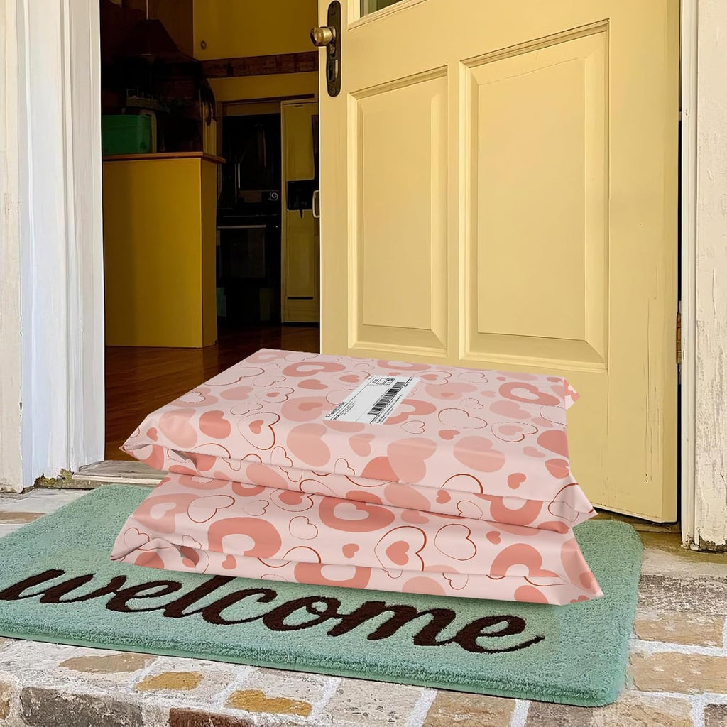 Pink Heart Poly Mailer 14.5x19 Inch 50 Pcs, Waterproof Shipping Bags for Clothing, Tear-Resistant Mailier Bags, Strong Mailing Bags with Self-Seal