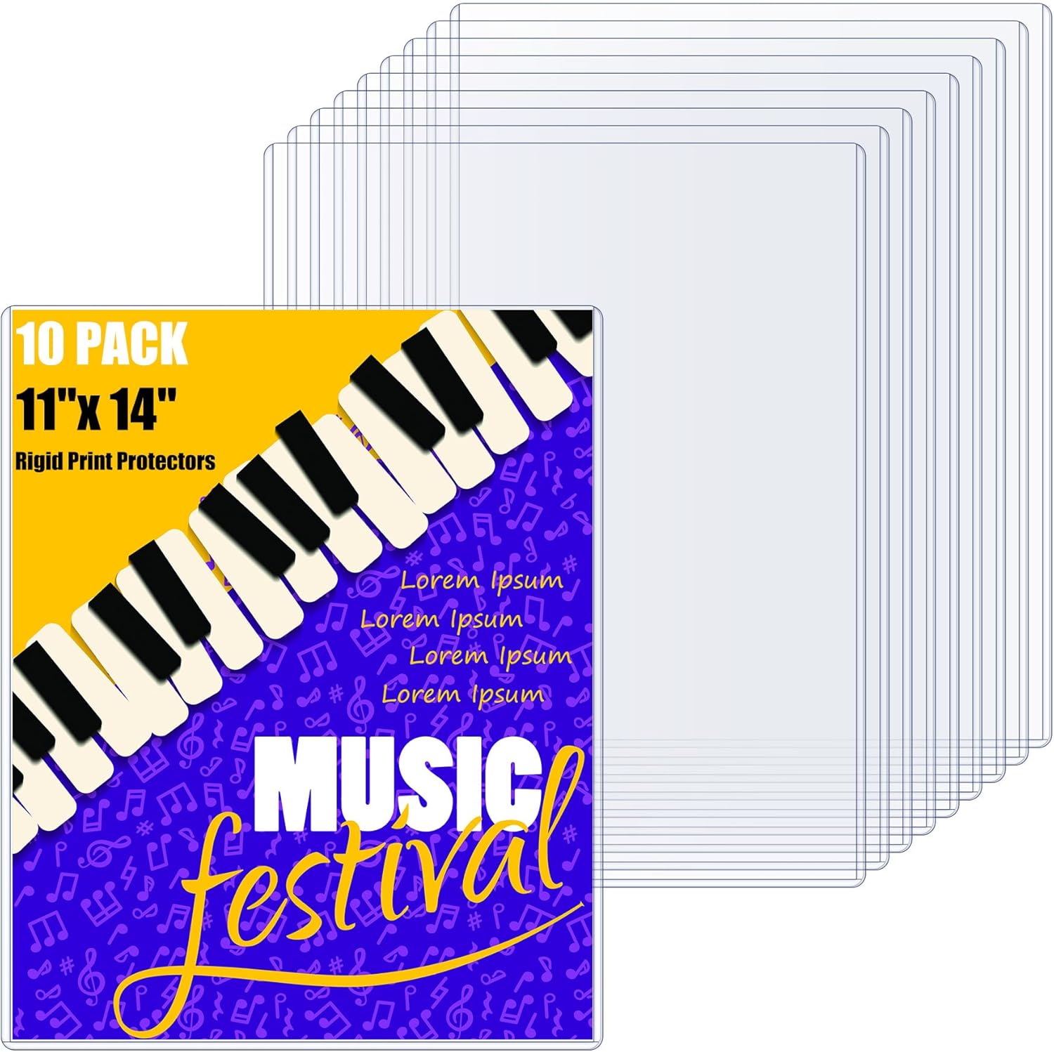 10PCS 11" x 14" Rigid Print Protectors Hard Plastic Sheet Page Protectors Heavy Duty Top Loading Menu Covers Poster Sleeves Clear Plastic Paper Sleeves for Magazine Prints Photo Document