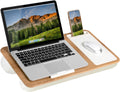 LAPGEAR Home Office Lap Desk with Device Ledge, Mouse Pad, and Phone Holder - White Oak Woodgrain - Fits up to 15.6 Inch Laptops - Style No. 91579