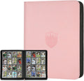 Trading Card Binder 16 Pocket, GERMUN PU Cover Card Binder for 1000+ Cards, Premium Trading Card Holder Folders, Double Sided Pocket Card Album for MTG, TCG (Pink)