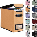 BALEINE File Organizer Box with Lid, Collapsible File Folder Organizer with Plastic Slide, Hanging File Folder Box for Office Document Storage (1 Pack, Orange, S)