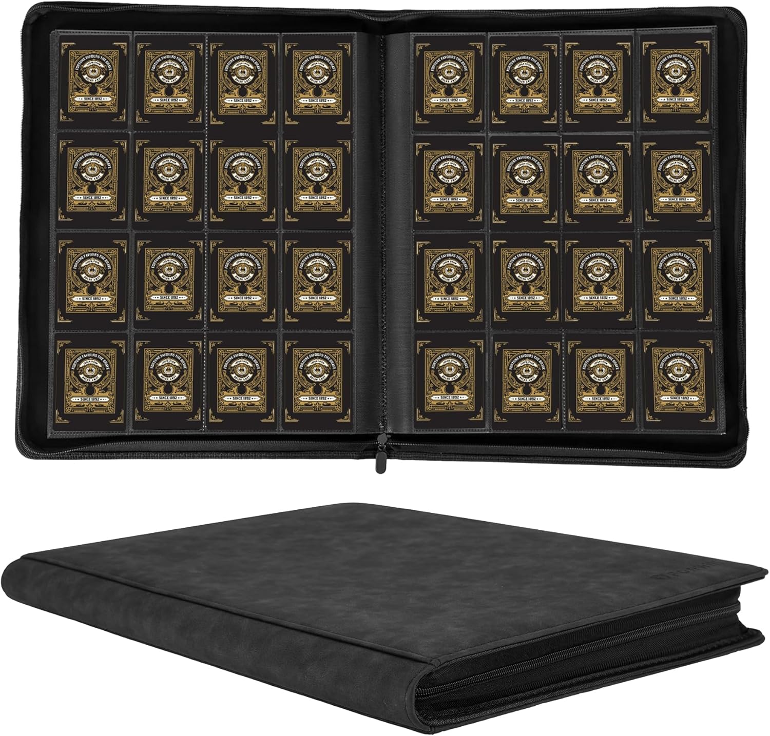 1000+ Pockets Trading Card Binder, 16 Pockets Trading Card Binder Ringless Side Loading Trading Card Album Folder for TCG,MTG,Sports Cards (Black)
