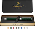 Scriveiner Personalized British Racing Green Pen - Stunning Green Lacquer Luxury Pen with Chrome Finish, Schmidt Ink Refill, Best Engraved Ball Point Gift Set for Men & Women, Custom Name Engraving