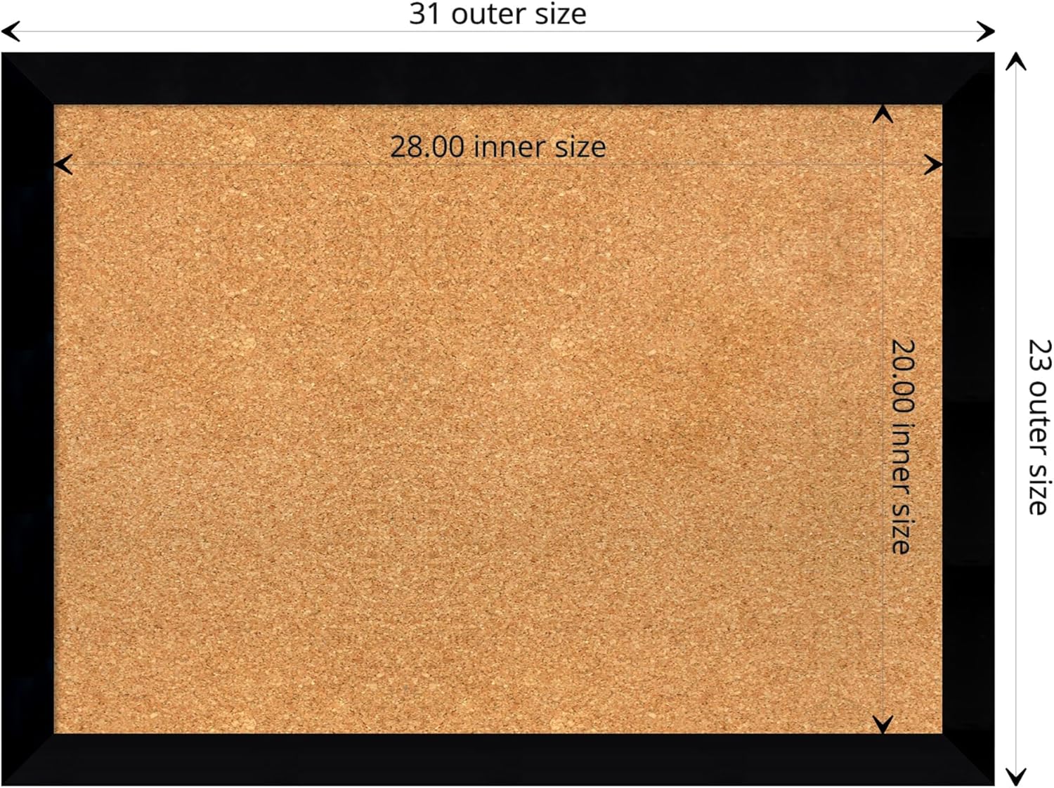Amanti Art Natural Cork Board for Wall, 23x31 Vision Board with Black Wood Frame, Medium Corkboard Office Decor for Home Organization, Modern Contemporary Corkboard Pinboard to display items for home