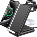 Wireless Charging Station,3 in 1 Charging Stand Made for Apple Watch Ultra 11 10 9 8 7 6 SE 5 4 3,Fast Wireless Charger Made for iPhone 17/Air/16/15/14/13/12,for AirPods Pro(with Adapter) (Black)