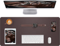 Leather Desk Pad Blotter,Mouse Pad,Office Desk Mat, Non-Slip PU Leather Desk mat,Large Desk mat,Waterproof Keyboard mat for Office/Home/Decor (Coffee,35" x 17")