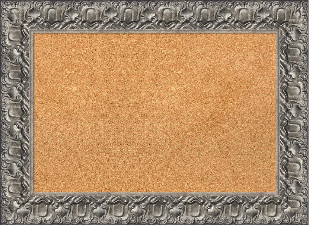 Amanti Art Natural Cork Board for Wall, 22x30 Vision Board with Silver Wood Frame, Medium Corkboard Office Decor for Home Organization, Traditional Corkboard Pinboard to Display Items for Home