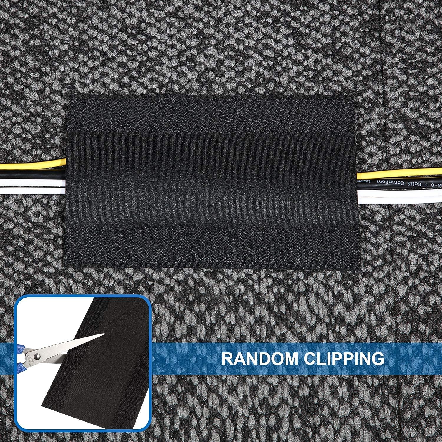 WILLBOND Carpet Cord Cover Cable Grip Floor Cover Cable Protector Management Only for Commercial Office Carpet(Black,9.84 ft)