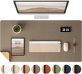 Aothia Dual-Sided Desk Mat - Leather & Cork Desk Protector, Large Mouse Pad & Writing Pad for Office/Home, Coffee (25.6"x13.7")