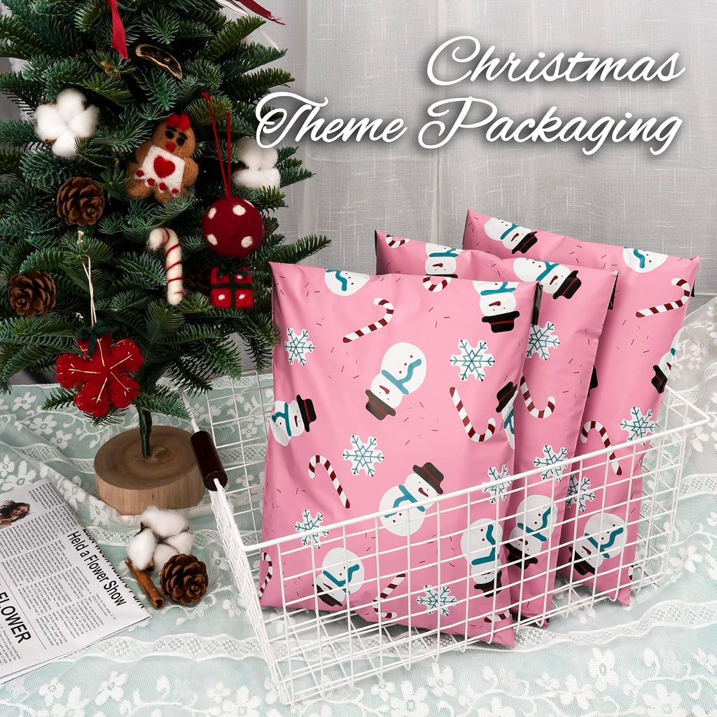 Christmas Poly Mailer 6x9 Inch 100 Pcs, Waterproof Shipping Bags for Clothing, Tear-Resistant Mailier, Strong Mailing With Self-Seal - Snowmen Printed