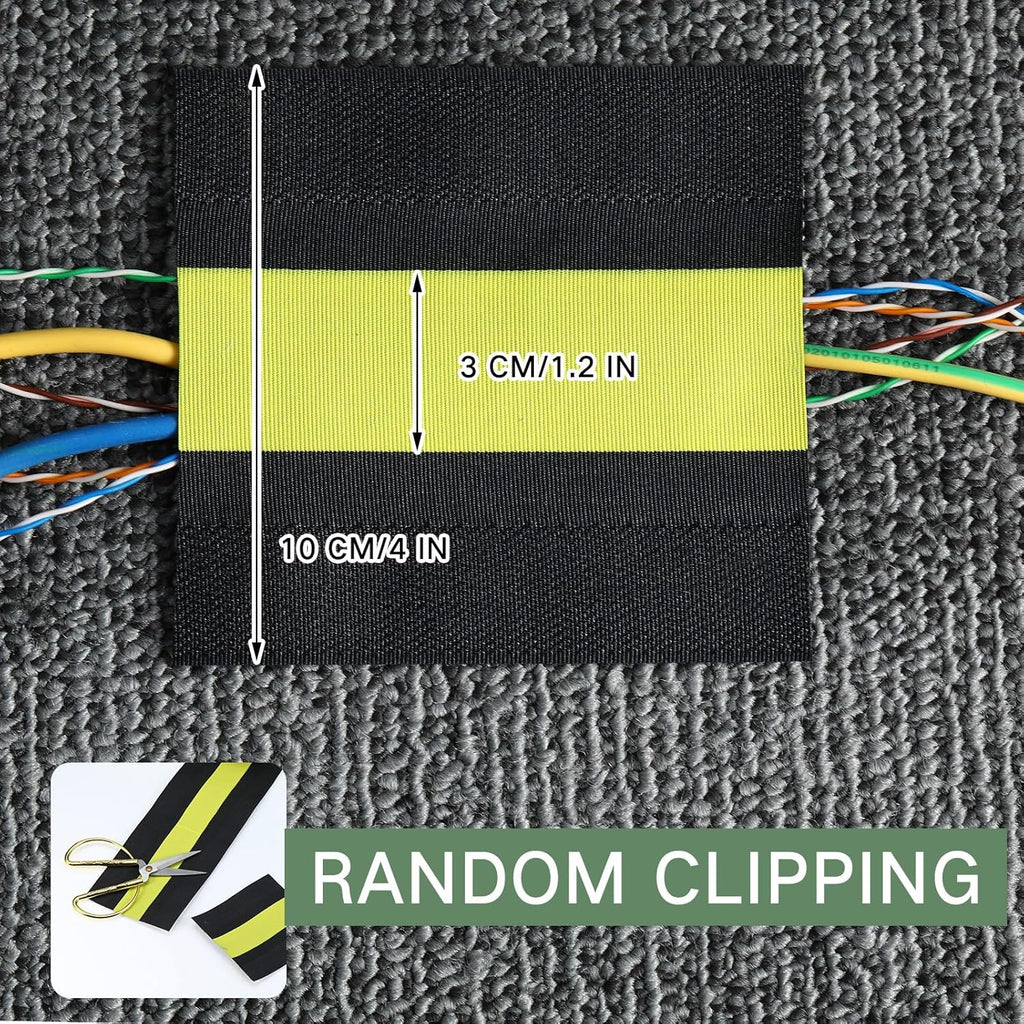 WILLBOND Grip Floor Cable Cover Cords Protector Management Only for Commercial Office Carpet(9.84 ft,Black and Yellow)