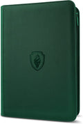 9 Pocket Zipper Card Binder, Fabmaker 360 Trading Card Holder Book, Premium PU Cover Zip Binder for Cards, Durable Side Loading Card Folders Album for MTG, TCG, Game Cards, Sports Cards, Dark Green