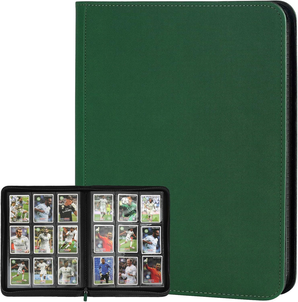 Trading Card Binder 9 Pocket, GERMUN PU Cover Card Binder for 360 Cards, Premium Trading Card Holder Folders, Double Sided Pocket Card Album for MTG, TCG (DARKGREEN)