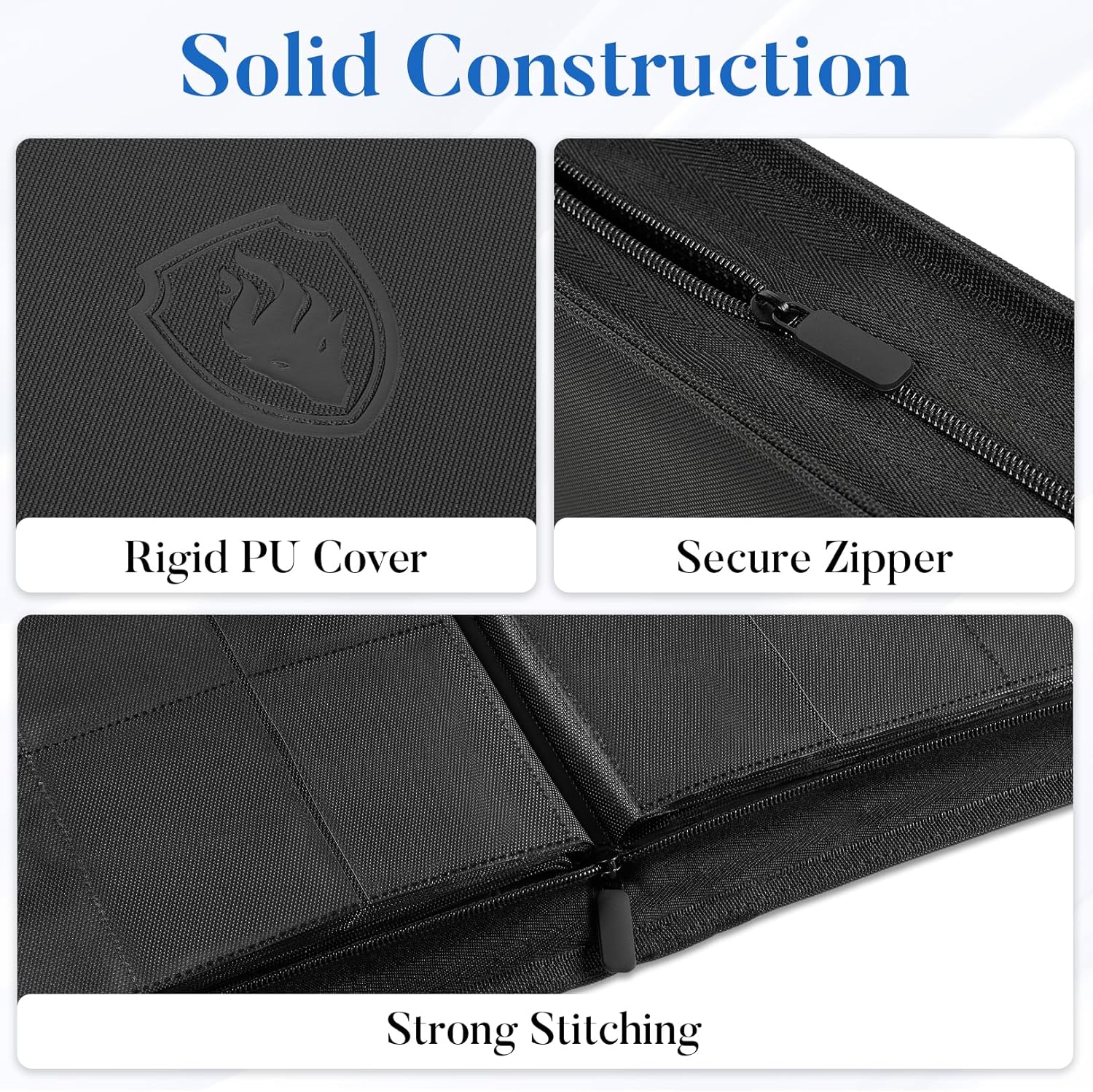Premium Zip Card Binder 12 Pocket, Fabmaker 912 Pockets Trading Card Binder, PU Zipper Card Collection Album, Sturdy Side-Loading Card Book Holder for MTG, TCG, Game Cards, Sports Cards, Teal