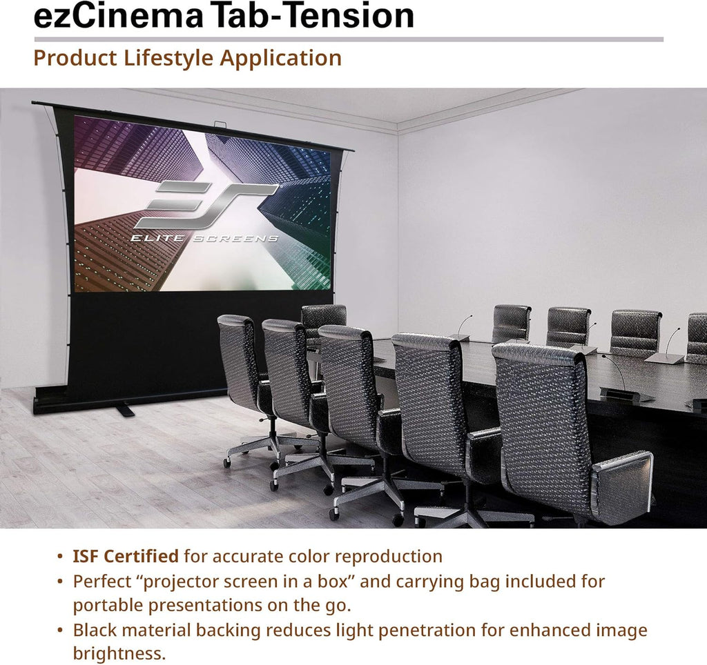 Elite Screens ezCinema Tab Tension, 90-inch 4:3 Projector Screen, Portable Manual Floor Pull Up Scissor Backed Office Church Front Projection Carrying Bag, US Based Company 2-YEAR WARRANTY, FT90XWV