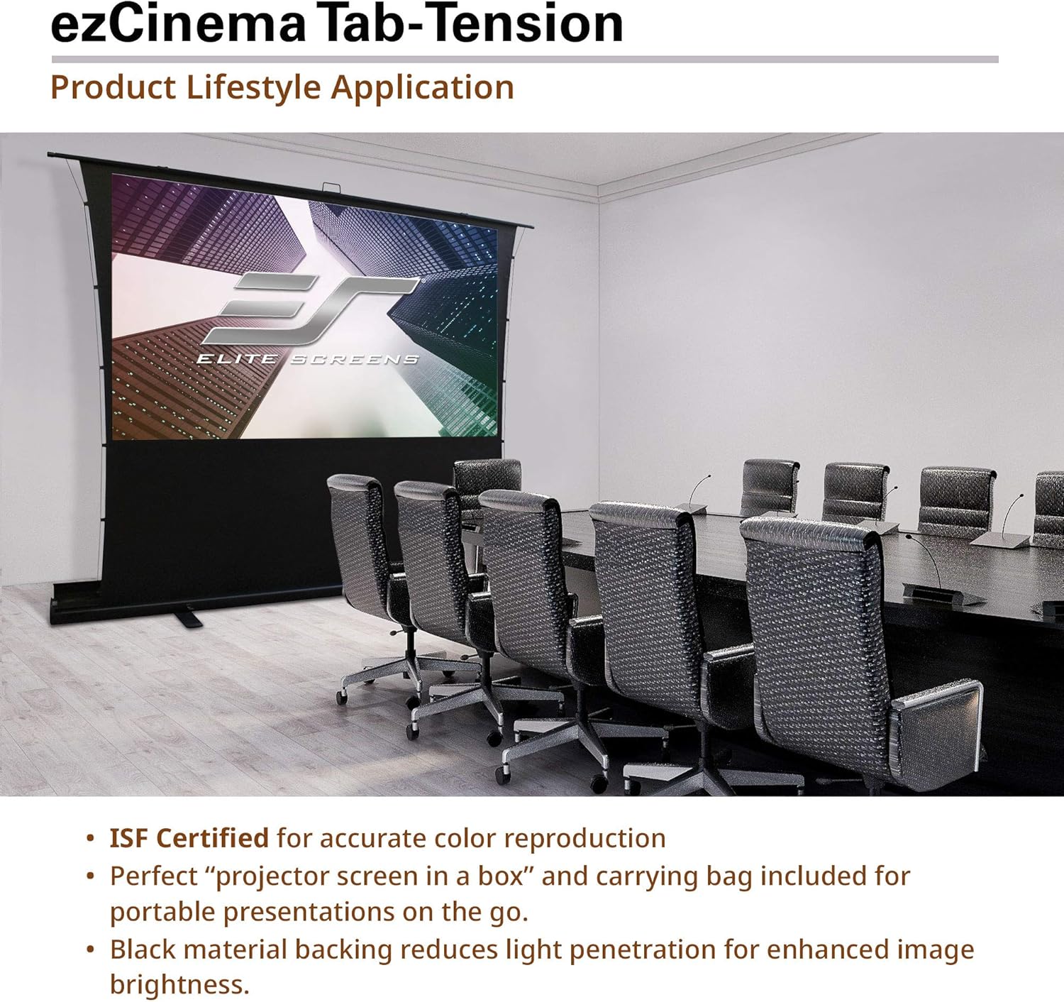 Elite Screens ezCinema Tab Tension, 90-inch 4:3 Projector Screen, Portable Manual Floor Pull Up Scissor Backed Office Church Front Projection Carrying Bag, US Based Company 2-YEAR WARRANTY, FT90XWV