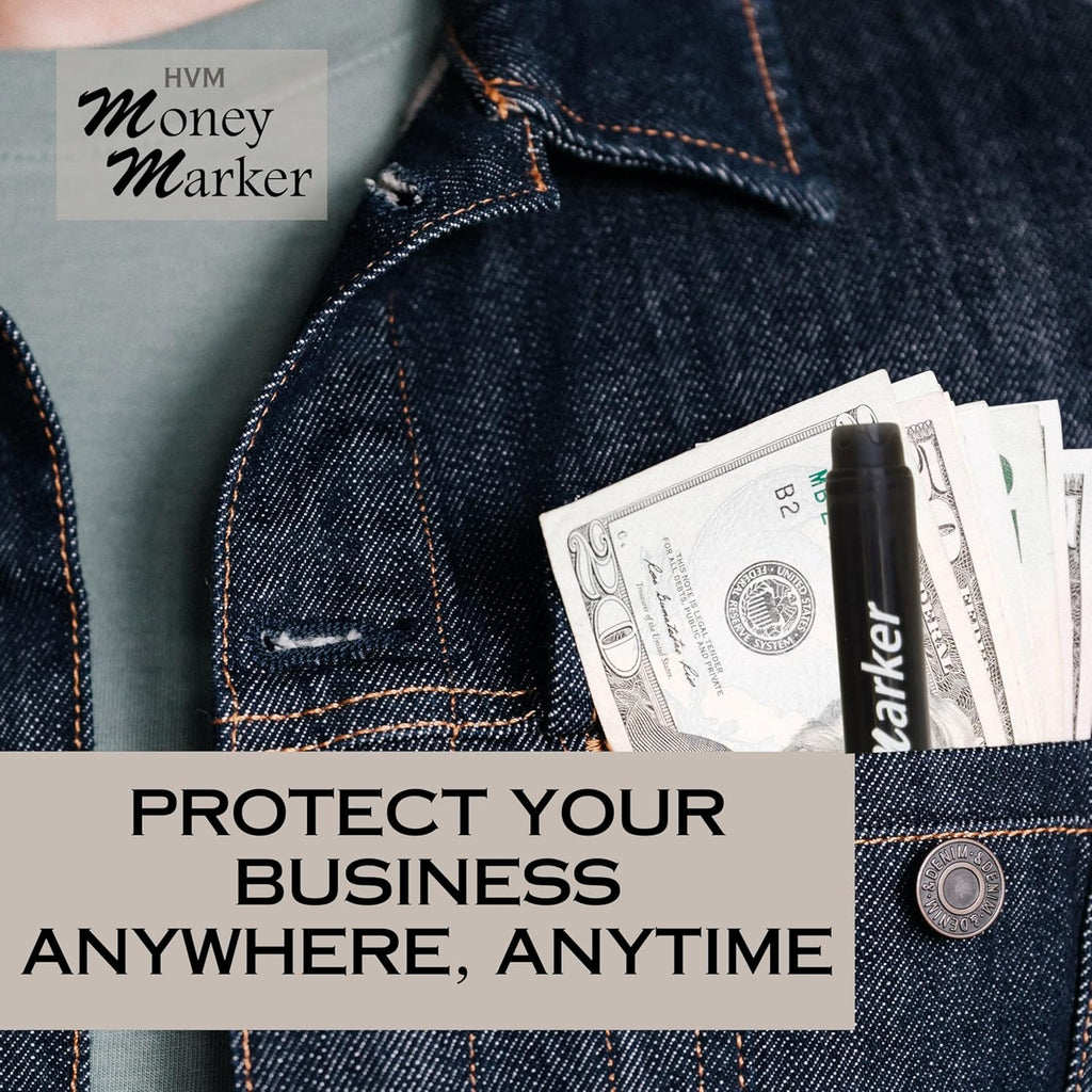 HVM Counterfeit Money Detector Pen (12 Counterfeit Pens) - Money Marker Bill Detector Pen with Upgraded Chisel Tip - Detect Fake Bills, Universal False Currency Checker Pack
