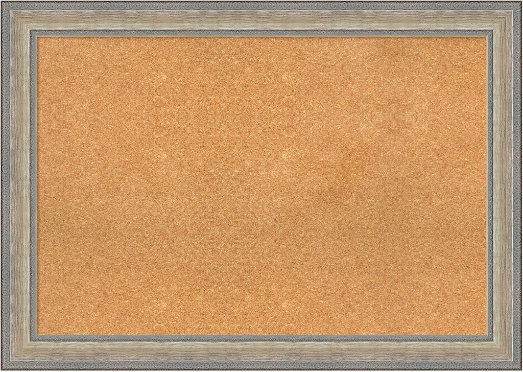 Amanti Art Natural Cork Board for Wall, 29x41 Vision Board with Silver Wood Frame, Large Corkboard Office Decor for Home Organization, Traditional Corkboard Pinboard to display items for home