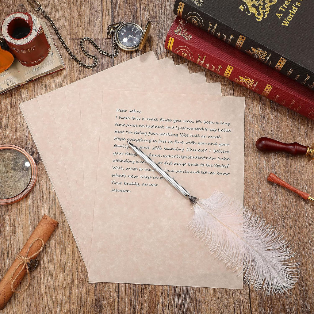 Epakh 150 Pcs Old Age Parchment Paper 8.5 x 11 Inch Standard Letter Vintage Colored Old Parchment Semblance Double Side Printing Paper (Dark Beige)