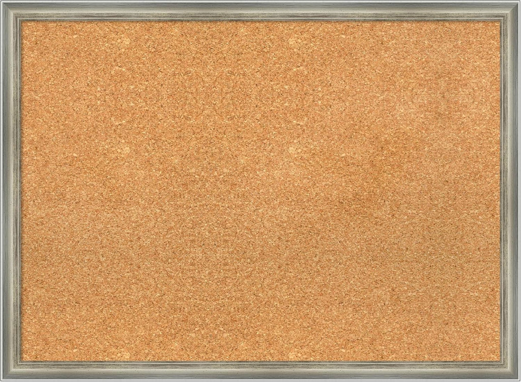 Amanti Art Natural Cork Board for Wall, 22x30 Vision Board with Silver Wood Frame, Medium Corkboard Office Decor for Home Organization, Casual Corkboard Pinboard to display items for home organization
