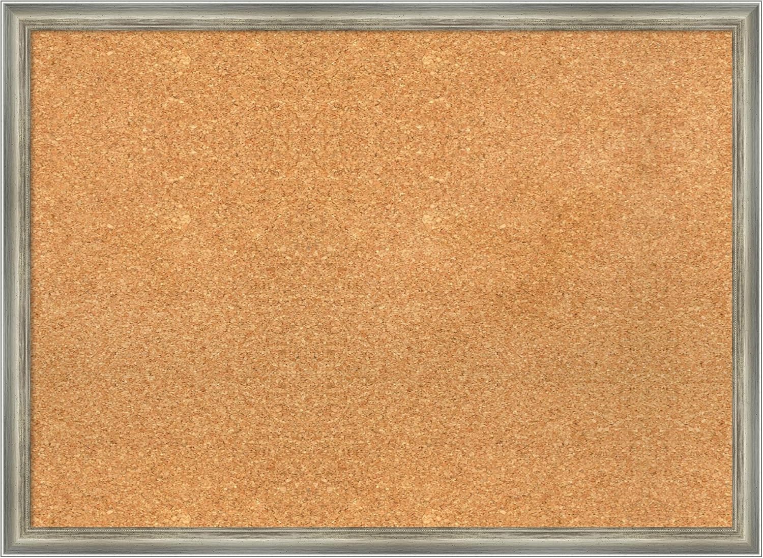 Amanti Art Natural Cork Board for Wall, 22x30 Vision Board with Silver Wood Frame, Medium Corkboard Office Decor for Home Organization, Casual Corkboard Pinboard to display items for home organization