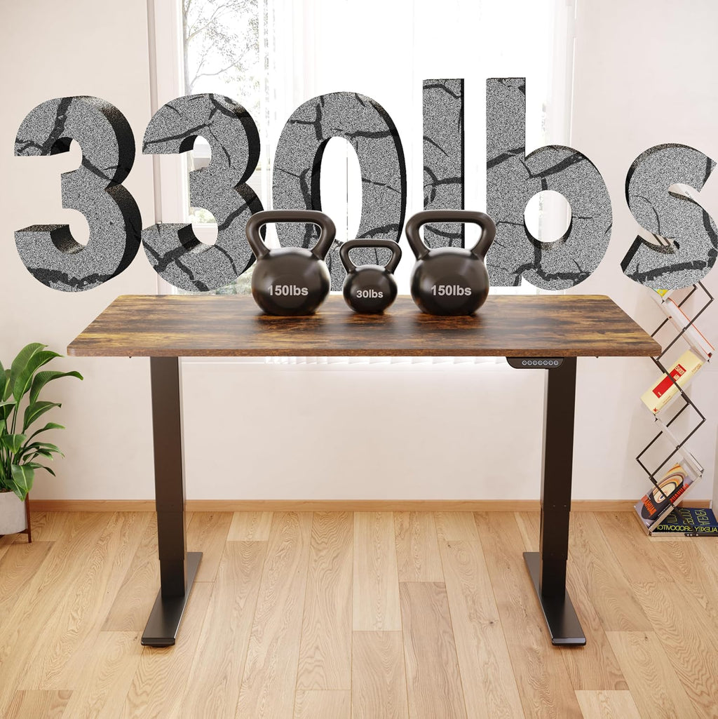 FLEXISPOT E6 MAX Dual Motor 3 Stages Standing Desk 48x30 Inch Whole-Piece Board Electric Height Adjustable Stand Up Desk 150KG Load Capacity(Black Frame + Special Walnut Desktop)