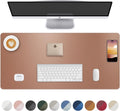 Leather Desk Pad Protector,Desk Mat,Large Mouse Pad, Non-Slip Desk Pad, Waterproof PU Leather Desk Blotter Mat, Desk Cover for Office and Home (Gold, 36" x 17")