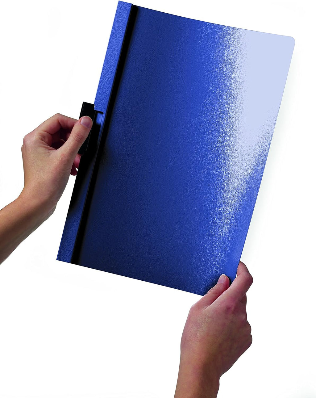 Durable Report Cover with DURACLIP Letter-Size 8.5" x 11" Inches - Holds Up to 30 Pages - Clear Cover and Navy Blue Border - Box of 25