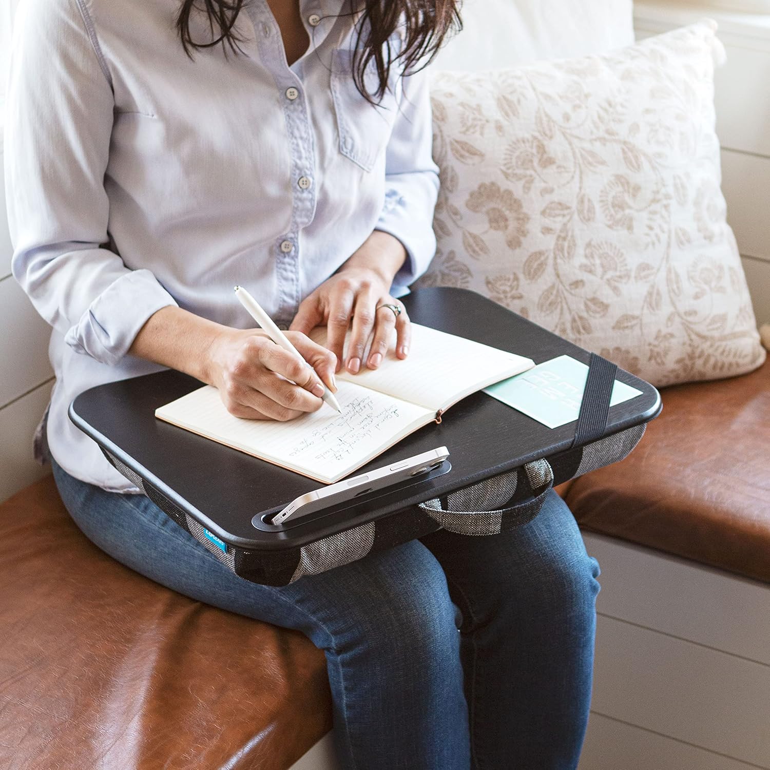 LAPGEAR Designer Lap Desk with Phone Holder and Device Ledge - Buffalo Check - Fits up to 15.6 Inch Laptops - Style No. 45428