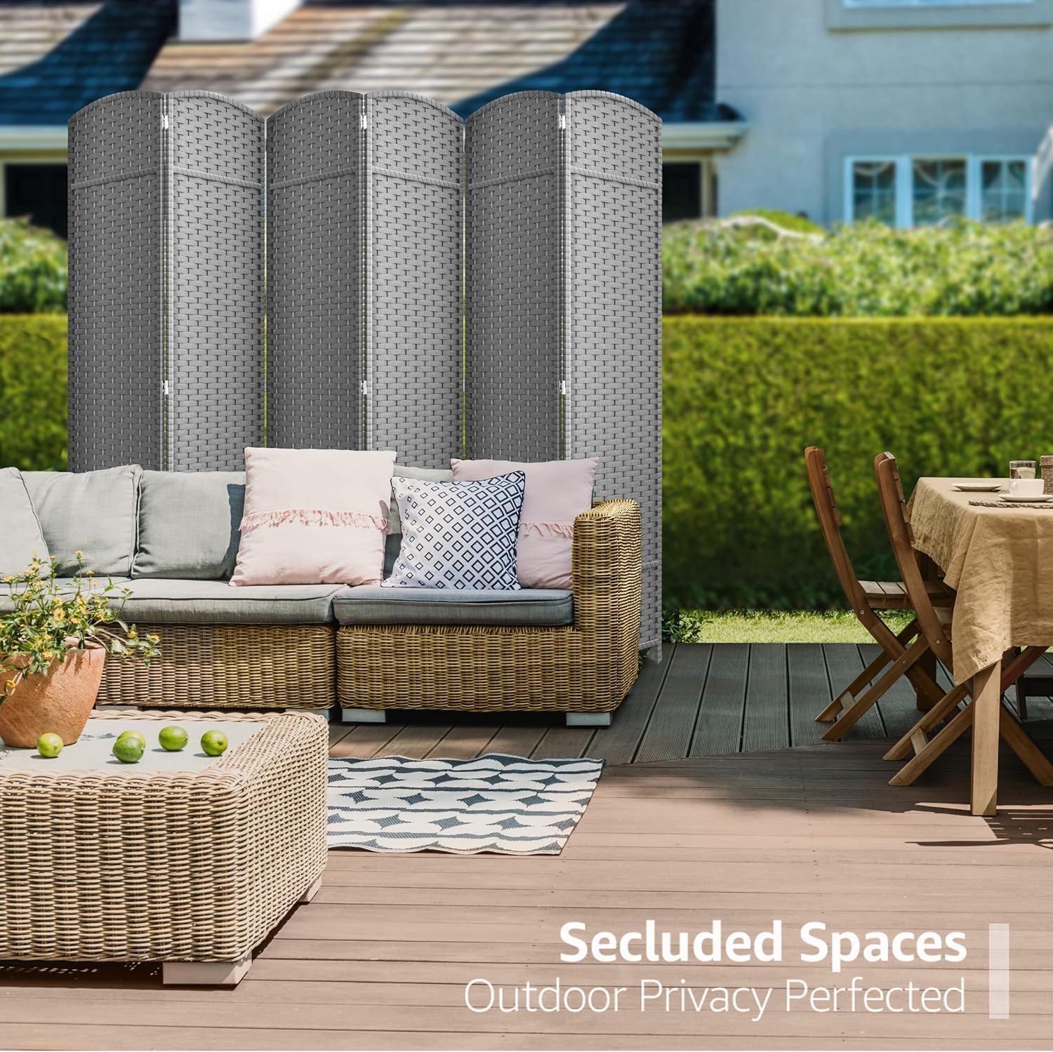 Sorbus 6 Panel Room Divider 6 ft. Tall - Privacy Screen, Extra Wide Double Hinged Panels, Mesh Hand-Woven Design, Partition Room Dividers and Folding Privacy Screens, Wall Divider for Room Separation