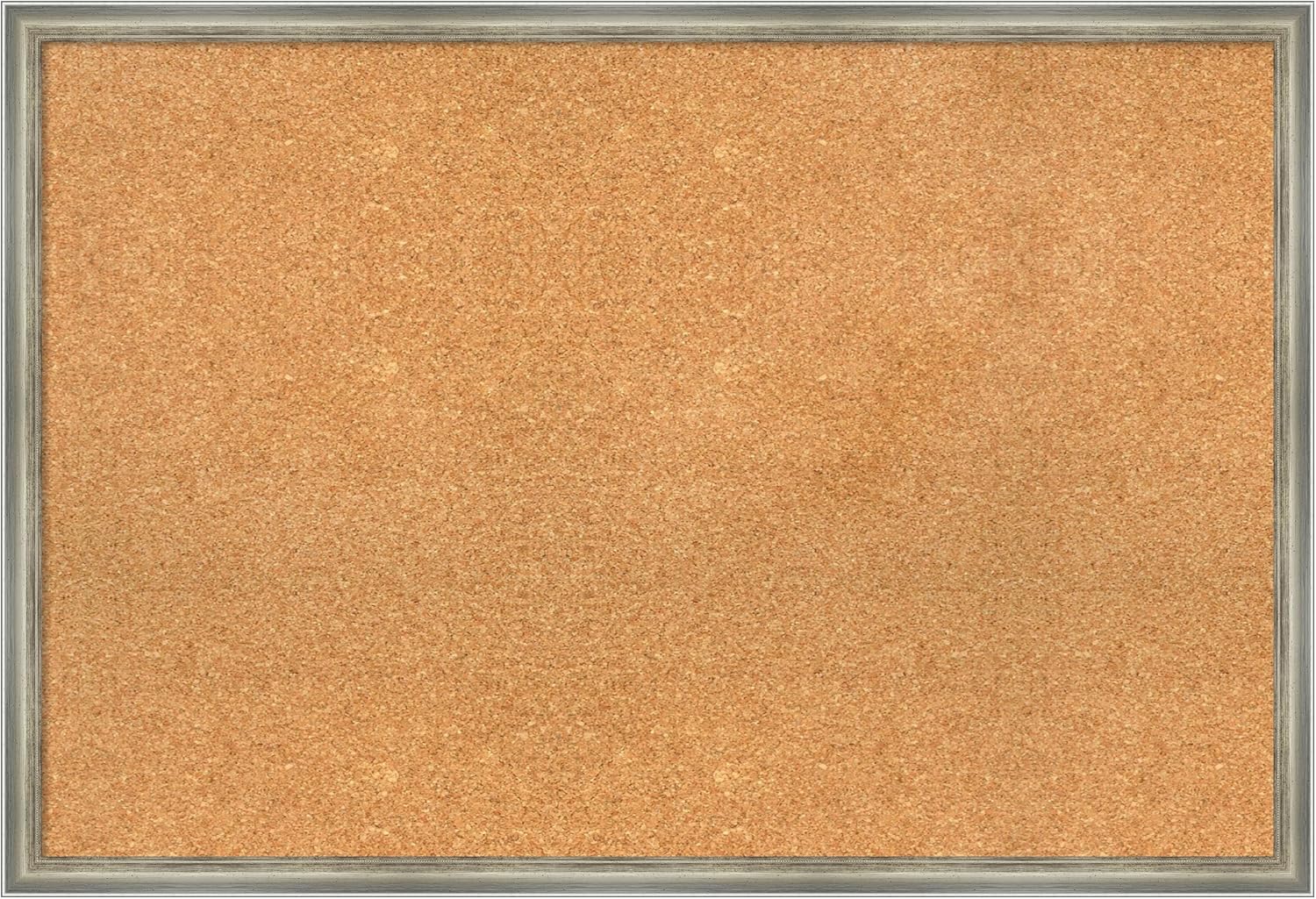 Amanti Art Natural Cork Board for Wall, 26x38 Vision Board with Silver Wood Frame, Large Corkboard Office Decor for Home Organization, Casual Corkboard Pinboard to display items for home organization