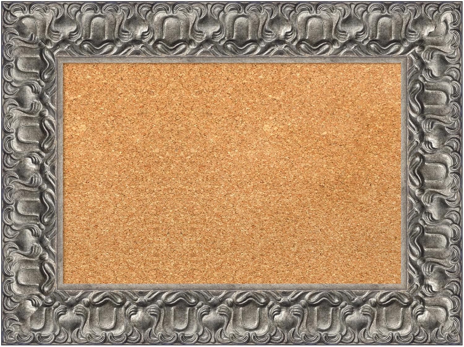 Amanti Art Natural Cork Board for Wall, 18x24 Vision Board with Silver Wood Frame, Small Corkboard Office Decor for Home Organization, Traditional Corkboard Pinboard to Display Items for Home