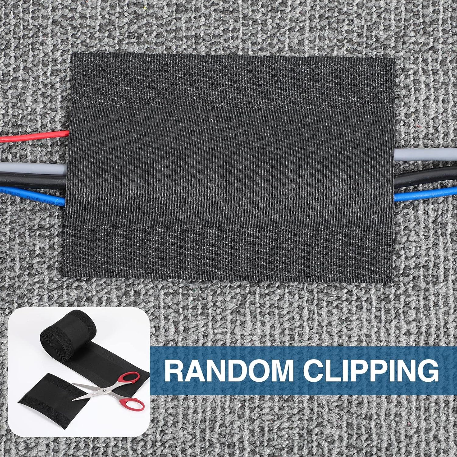 WILLBOND Carpet Cord Cover Cable Grip Floor Cover Cable Protector Management Only for Commercial Office Carpet(Black,147.64 ft)