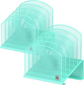 Inclined Desk File Organizer, 5-Section Vertical File Folder Holder Stand Metal Rack File Sorter for Office Classroom Desktop Organization