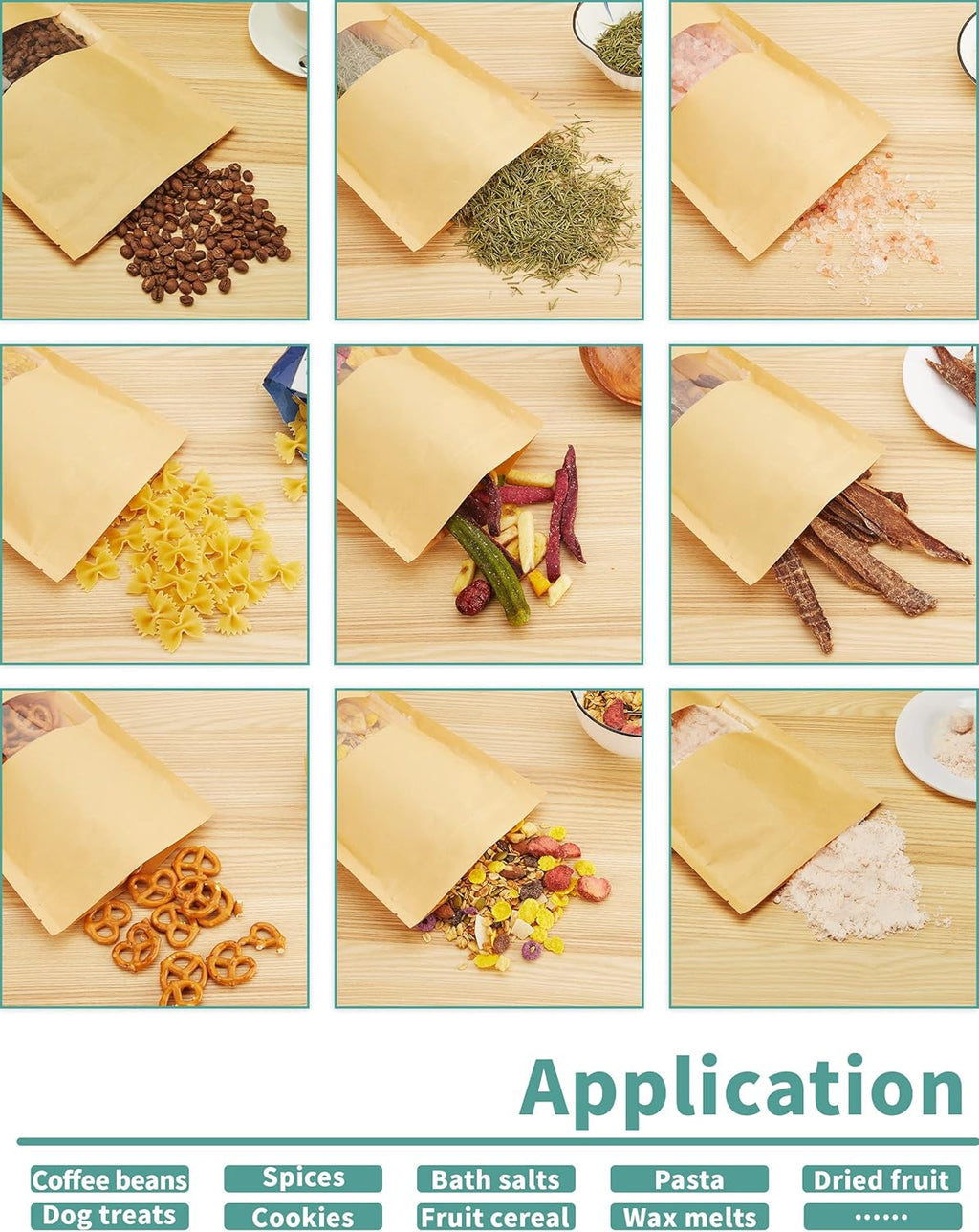 FireKylin Brown Paper Bags Stand Up Pouches Zipper Reusable Sealable 100 Pcs, with Window, 5.5" x 7.9", Food Storage Bags, for Packaging Products