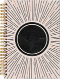 VNWEK Abstract Boho Black Sun Sunshine Sunray Sunburst Spiral Notebook Journal 5.5 x 8.3 inches,Boho Lined Hardcover Spiral Notebook,Boho Gifts for Women Teen Girls Teens