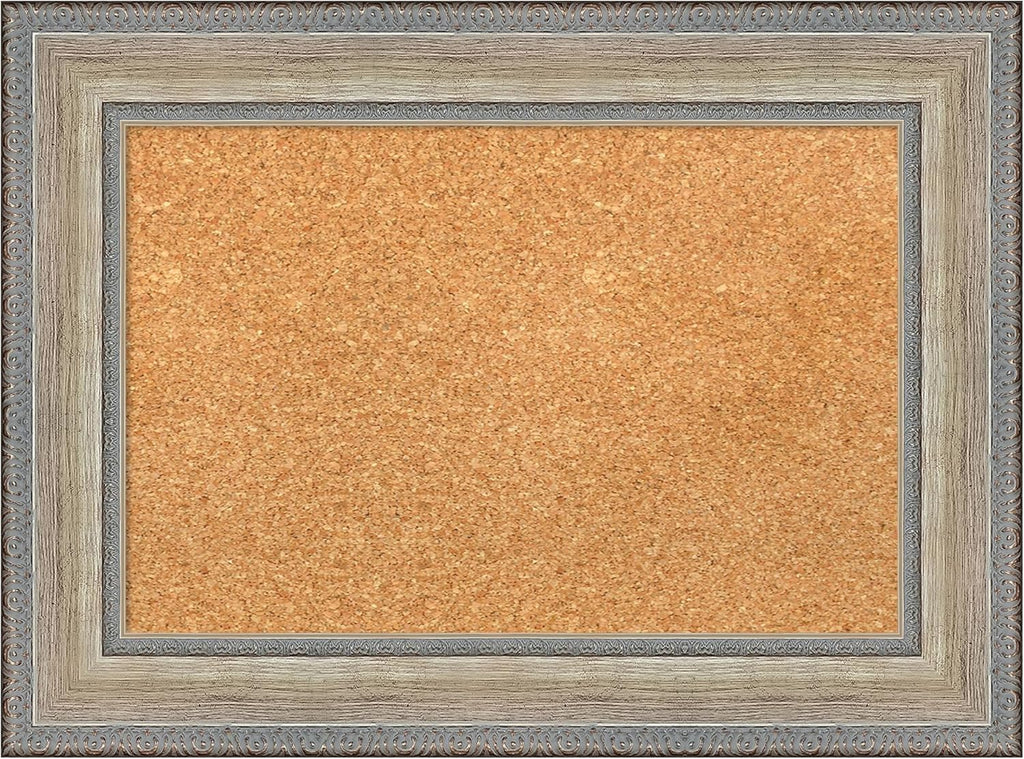 Amanti Art Natural Cork Board for Wall, 17x23 Vision Board with Silver Wood Frame, Small Corkboard Office Decor for Home Organization, Traditional Corkboard Pinboard to Display Items for Home