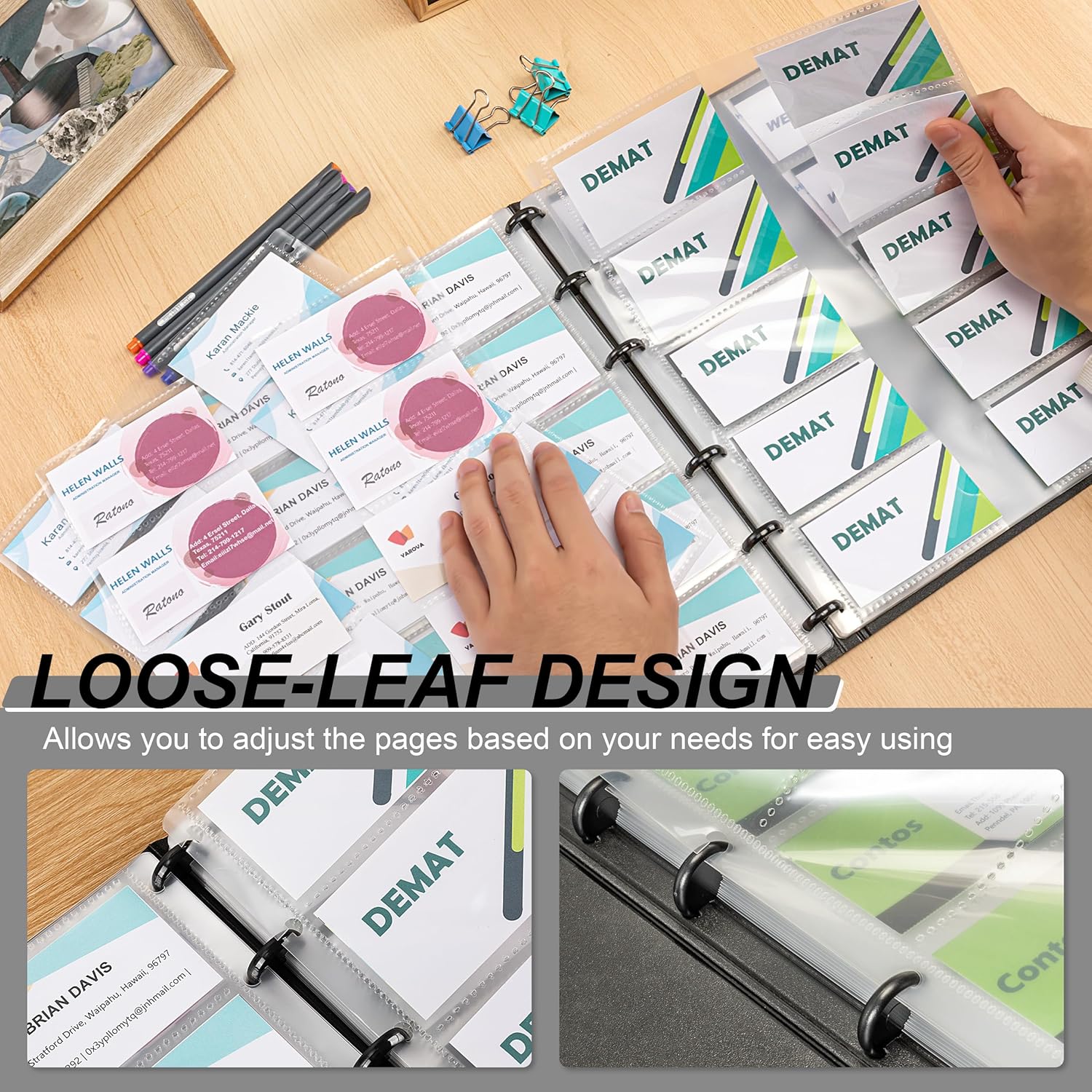 MyLifeUNIT Business Card Book, Name Card Holder Book with 600 Business Cards Capacity, Credit Card Book File Storage (Grey)